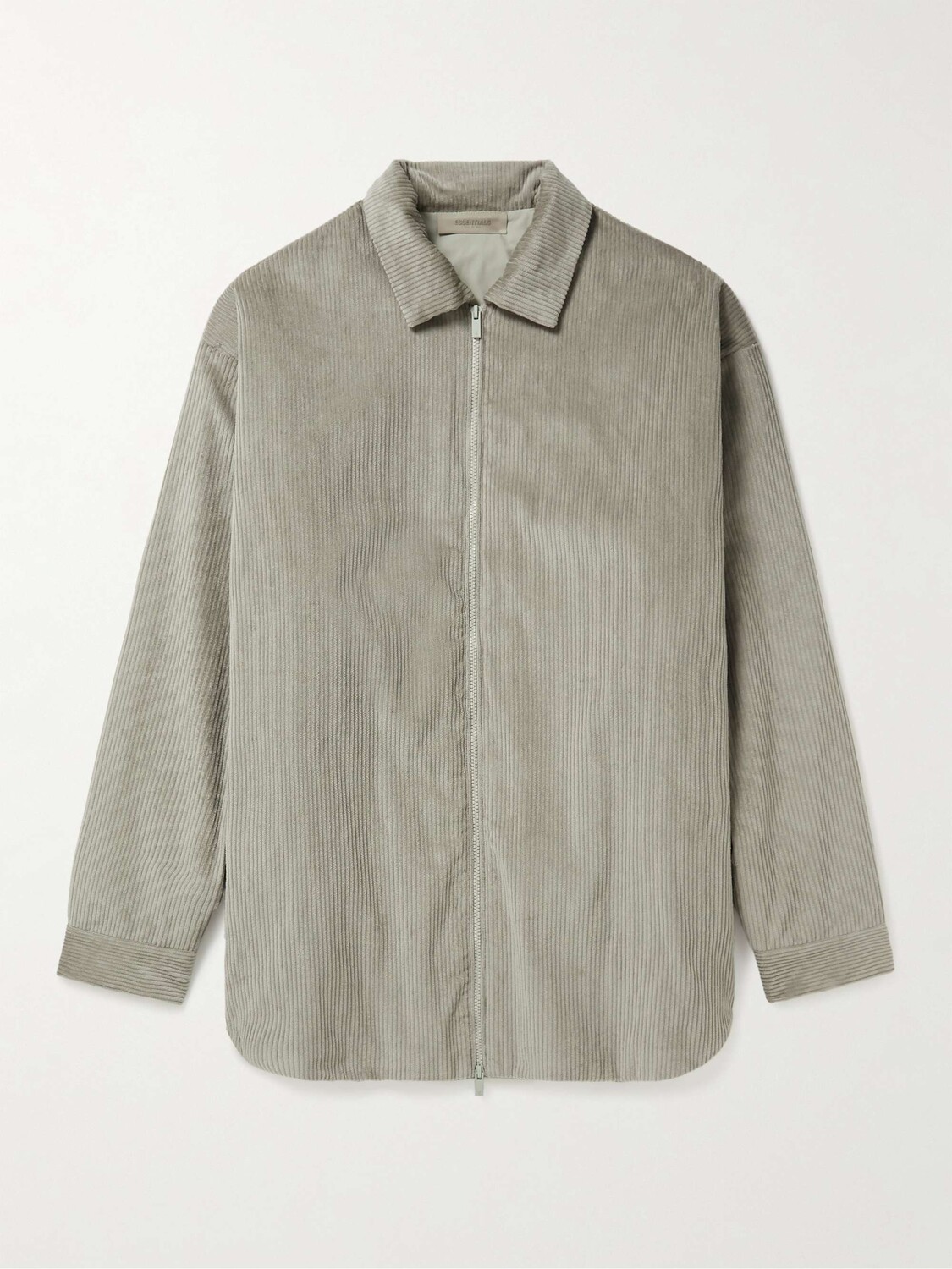 

Куртка-рубашка на молнии из хлопка и вельвета FEAR OF GOD ESSENTIALS, серый