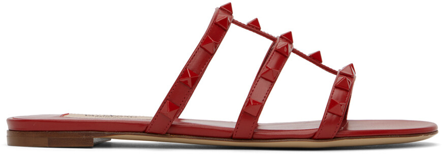 

Красные шлепанцы Rockstud Valentino Garavani