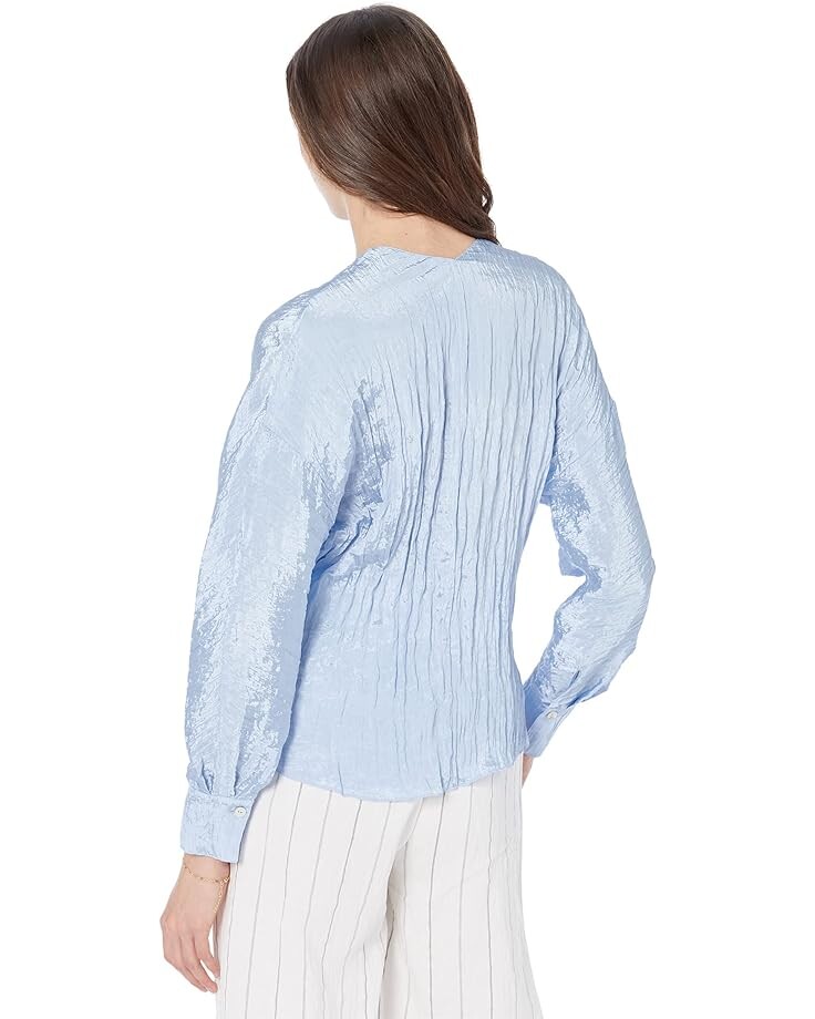 блуза dkny long sleeve ruffle neck blouse цвет eggnog black Блуза Vince Long Sleeve Double V-Neck Blouse, цвет Cerulean