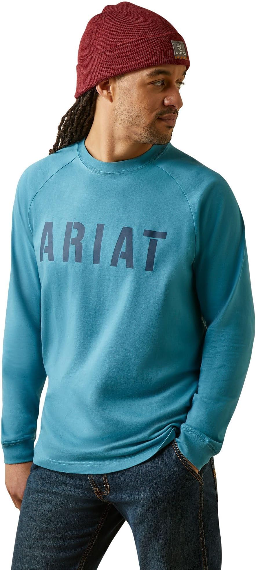 Хлопковая футболка Rebar Strong Block Ariat, цвет Storm Blue