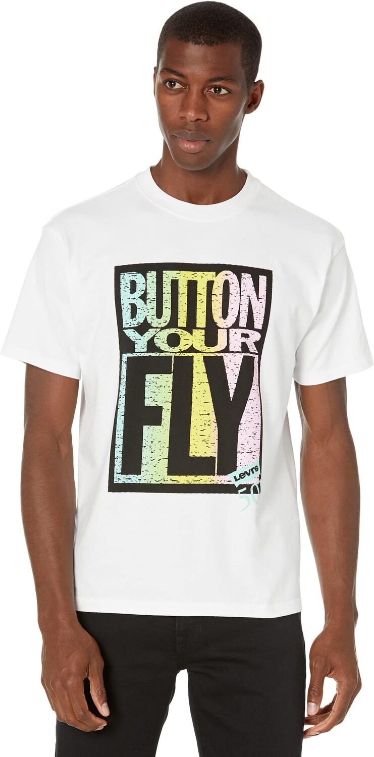 

Винтажная футболка с графическим рисунком Levi's, цвет Button Fly White