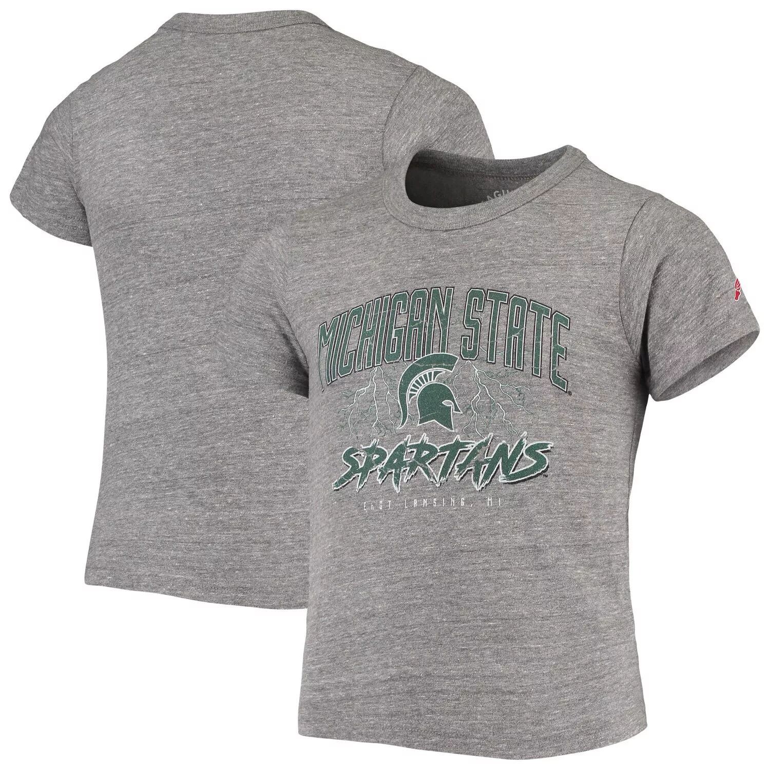 

Молодежная лига университетской одежды Серая футболка с узором Michigan State Spartans Victory Falls Tri-Blend Unbranded