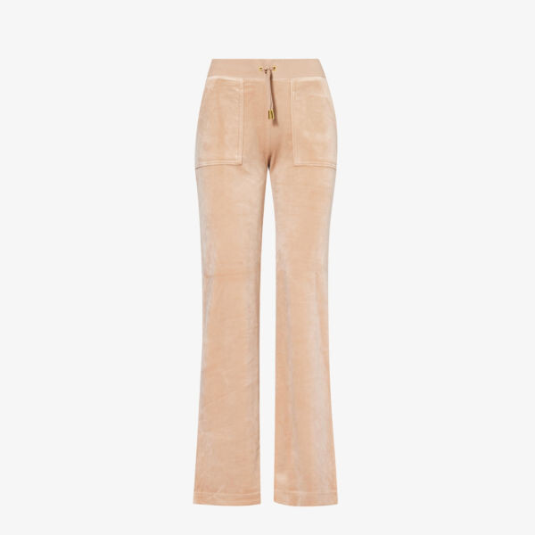 

Велюровые спортивные брюки Del Ray с накладными карманами Juicy Couture, цвет caramel