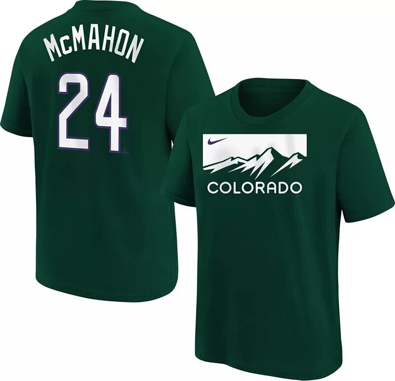 

Футболка Nike Youth Colorado Rockies Ryan McMahon № 24 2022 City Connect