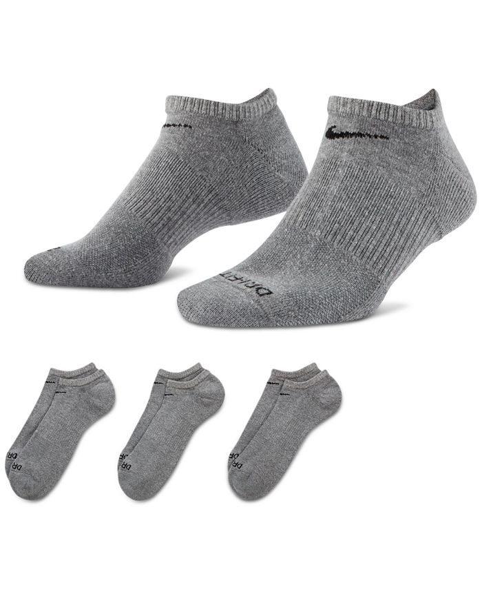 Мужские носки-неявки на каждый день с подушками для тренировок, 3 пары Nike, цвет CARBON HEATHER