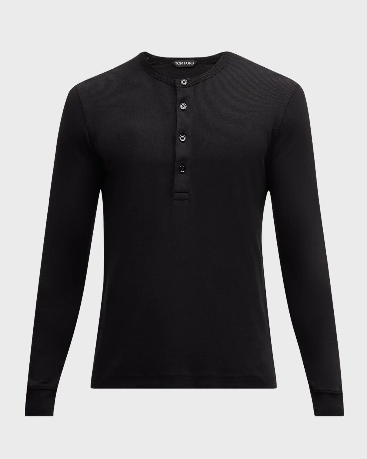 

Мужская футболка Henley с длинными рукавами в рубчик Tom Ford, черный