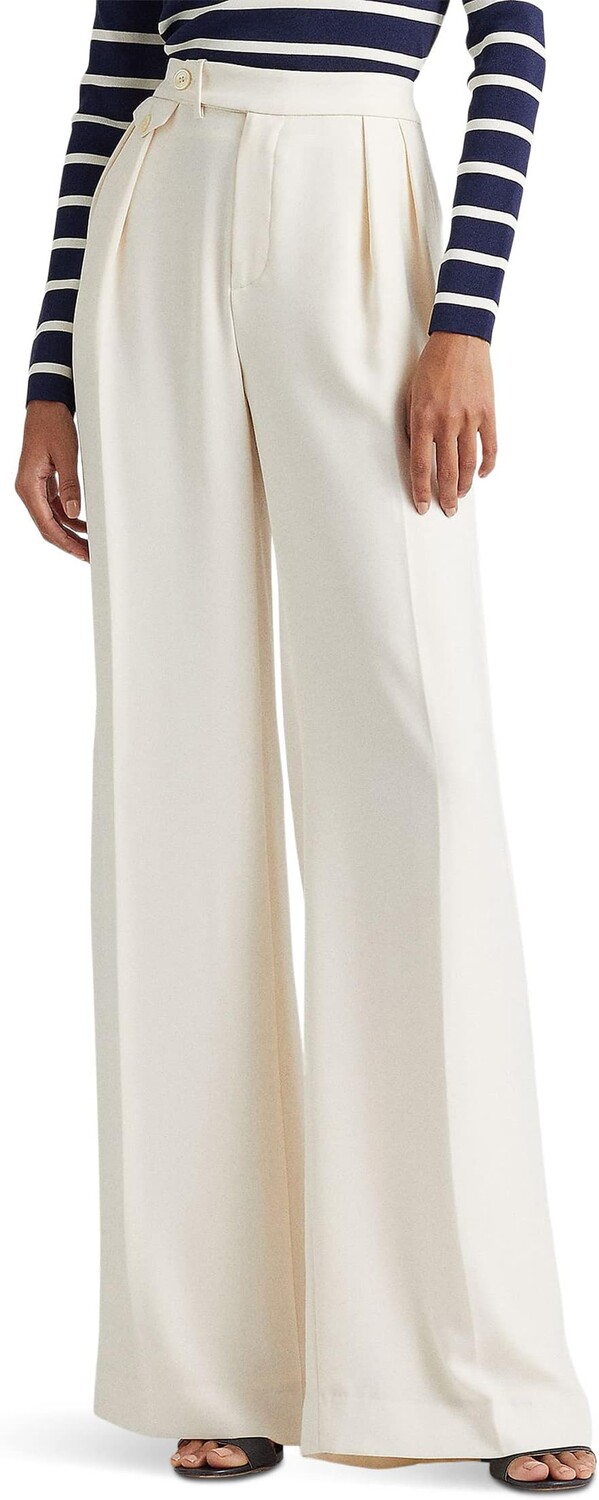 

Широкие брюки со складками из жоржетта LAUREN Ralph Lauren, цвет Mascarpone Cream