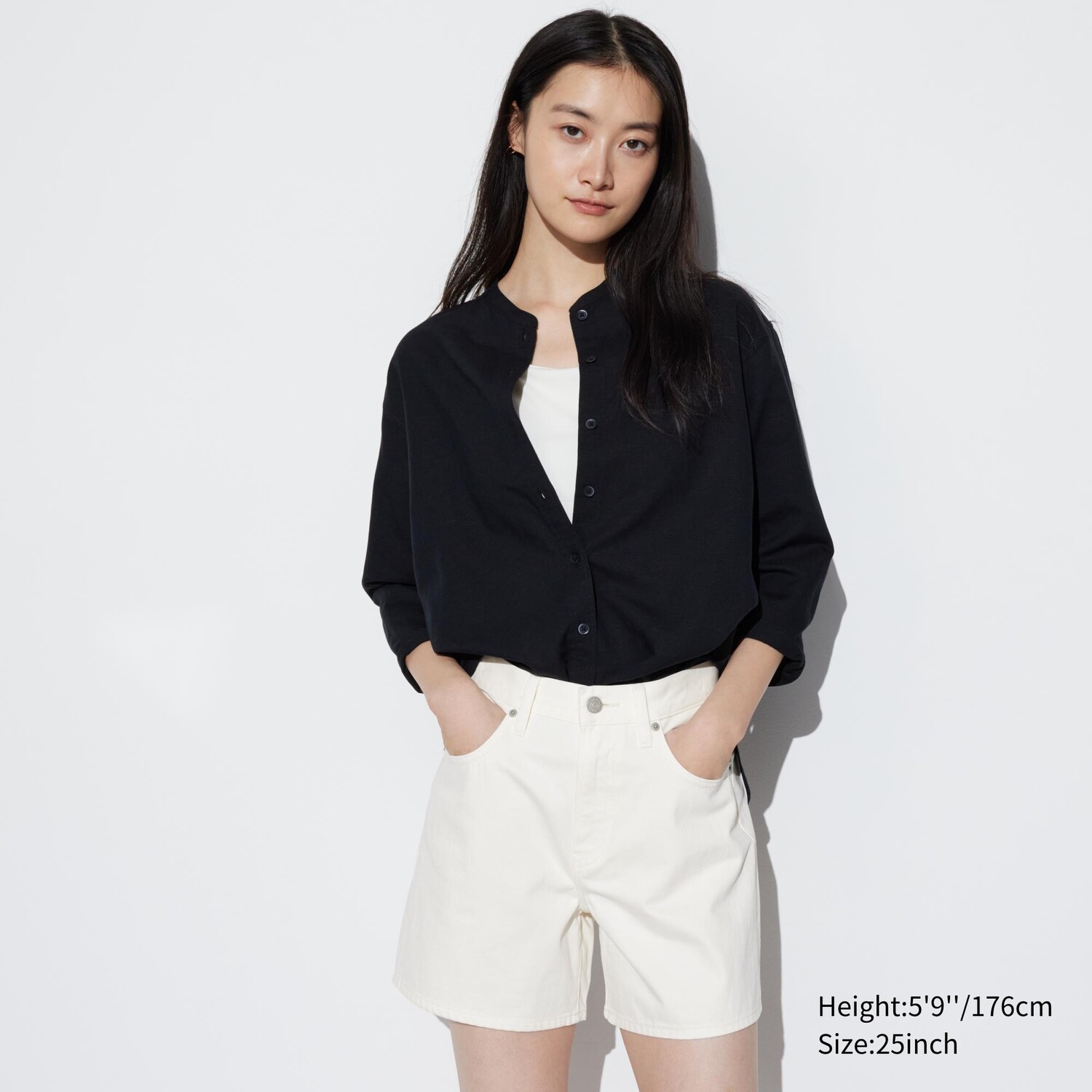 

Шорты джинсовые Uniqlo с высокой посадкой, естественный