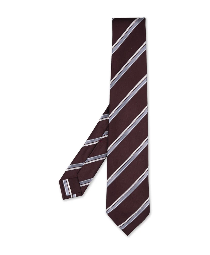 

Бордовый шелковый полосатый галстук Kiton, красный