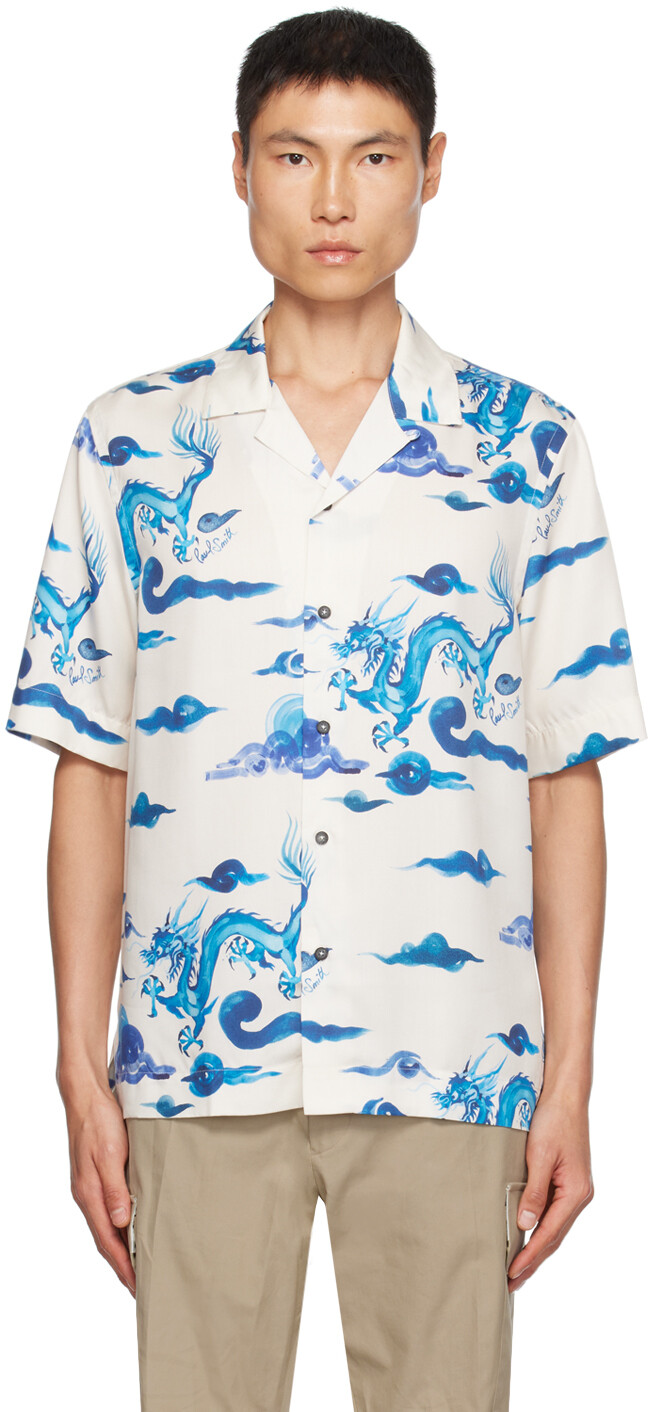 

Рубашка Paul Smith Off-White & Blue Regular
