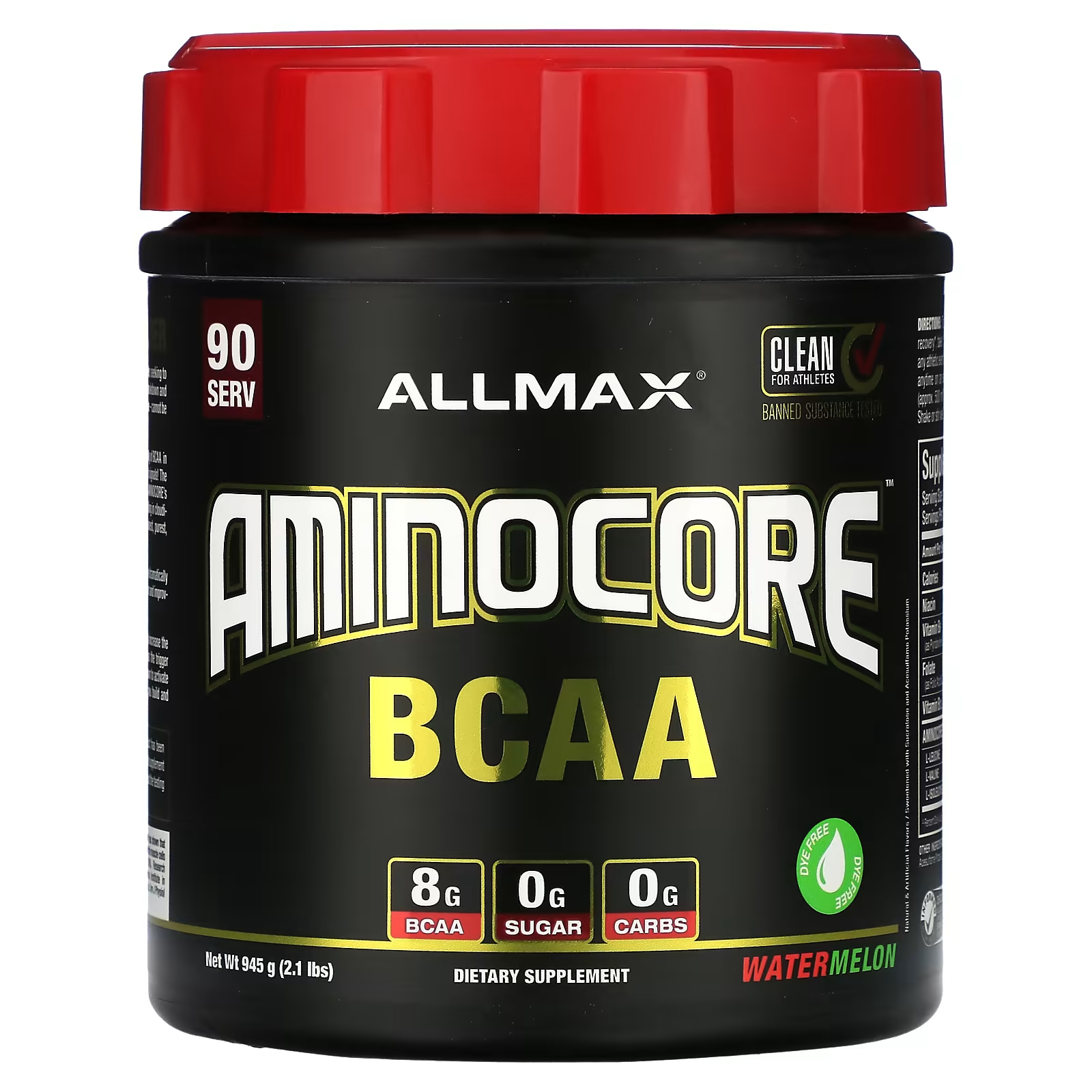 Пищевая добавка ALLMAX AMINOCORE BCAA, арбуз быстрорастворимый порошок allmax bcaa