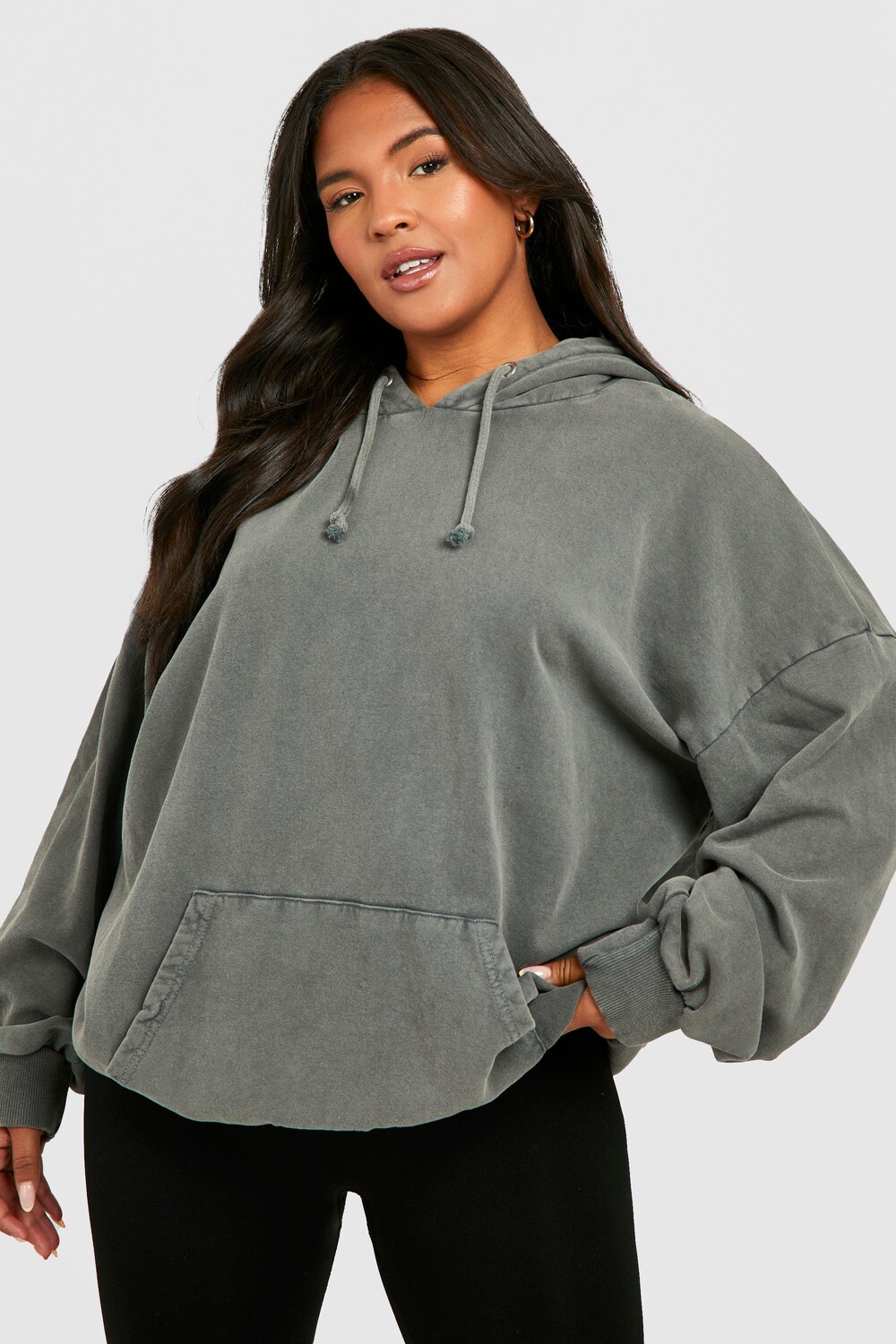 

Худи oversize plus overdye basic Boohoo, угольный
