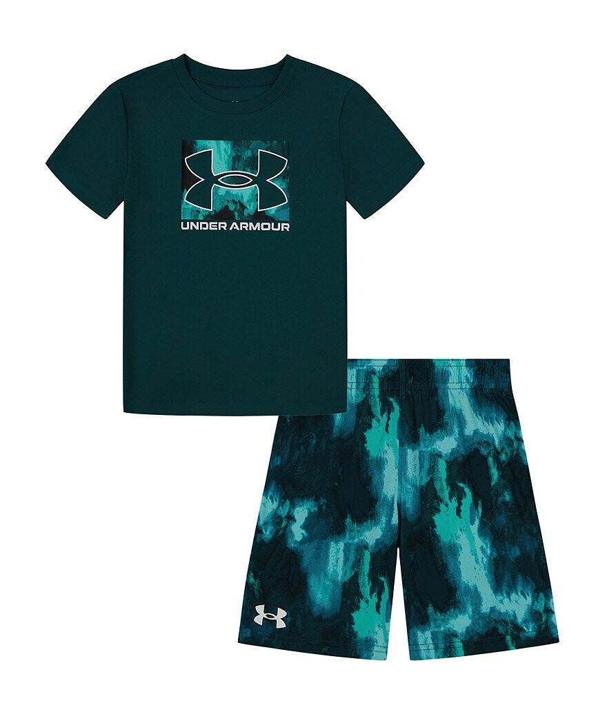 

Комплект из футболки с короткими рукавами и шорт с принтом Under Armour Little Boys 2T-7, синий