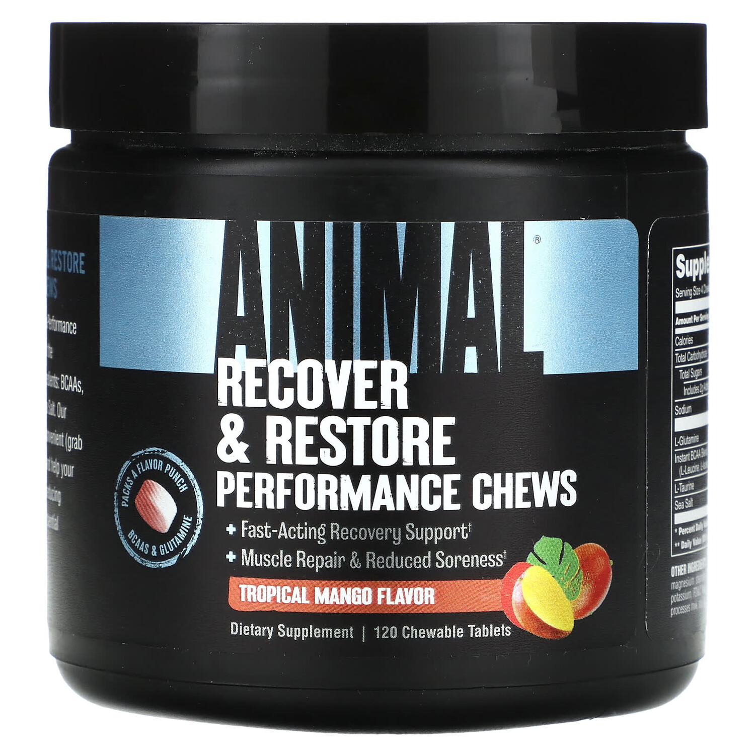 

Жевательные таблетки Recover & Restore, тропическое манго, 120 жевательных таблеток, Animal