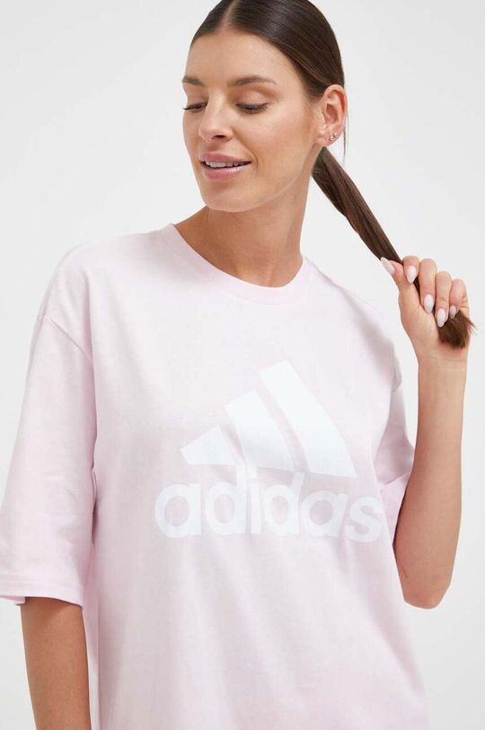 

Хлопковая футболка adidas, розовый