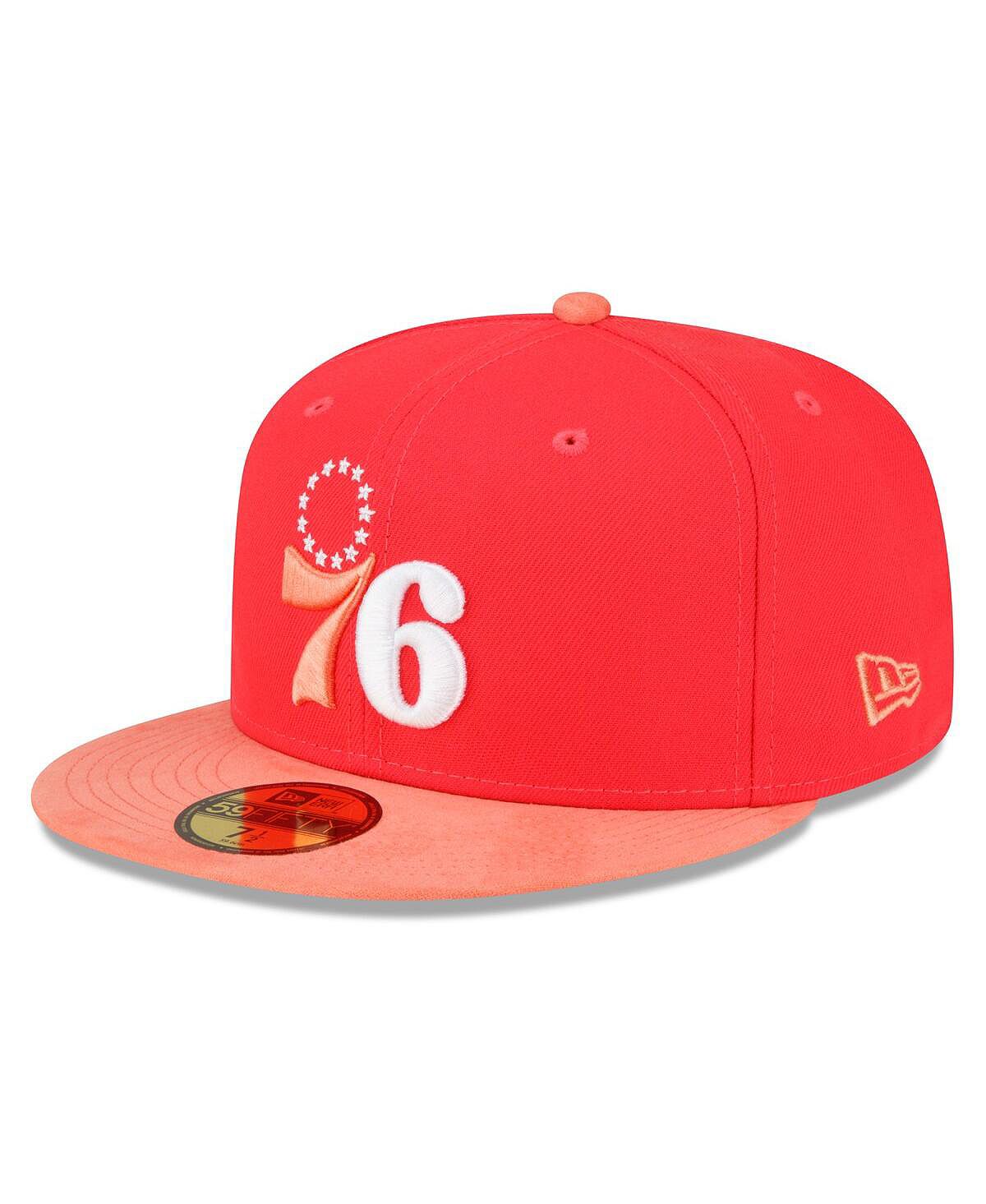 Мужская кепка в тон 59FIFTY красно-персикового цвета Philadelphia 76ers New Era