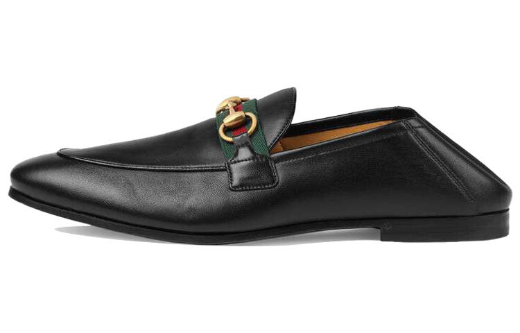 

Лоферы GUCCI Horsebit Webbing кожаные, черный