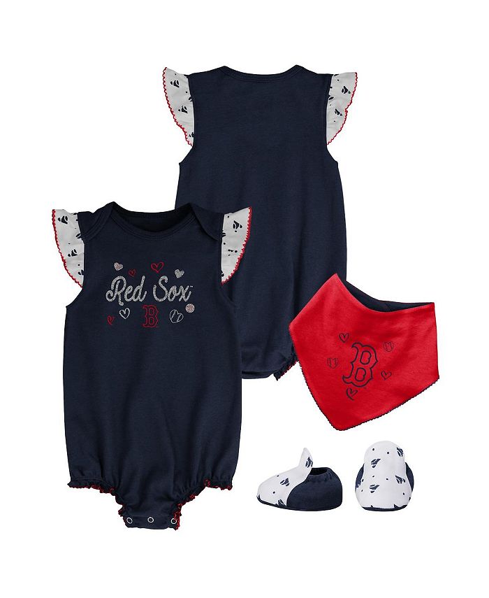 Темно-синий боди Boston Red Sox для новорожденных, комплект из 3 предметов, комбинезон с нагрудником и пинетками Outerstuff, синий
