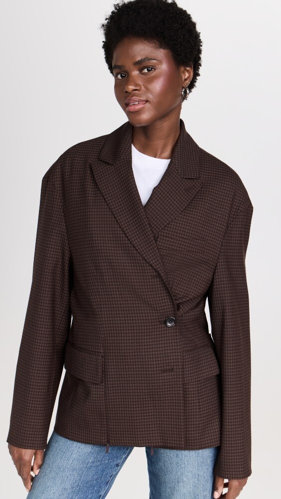 

Блейзер Tibi Jett Suiting Liam with Slit Zipper, коричневый