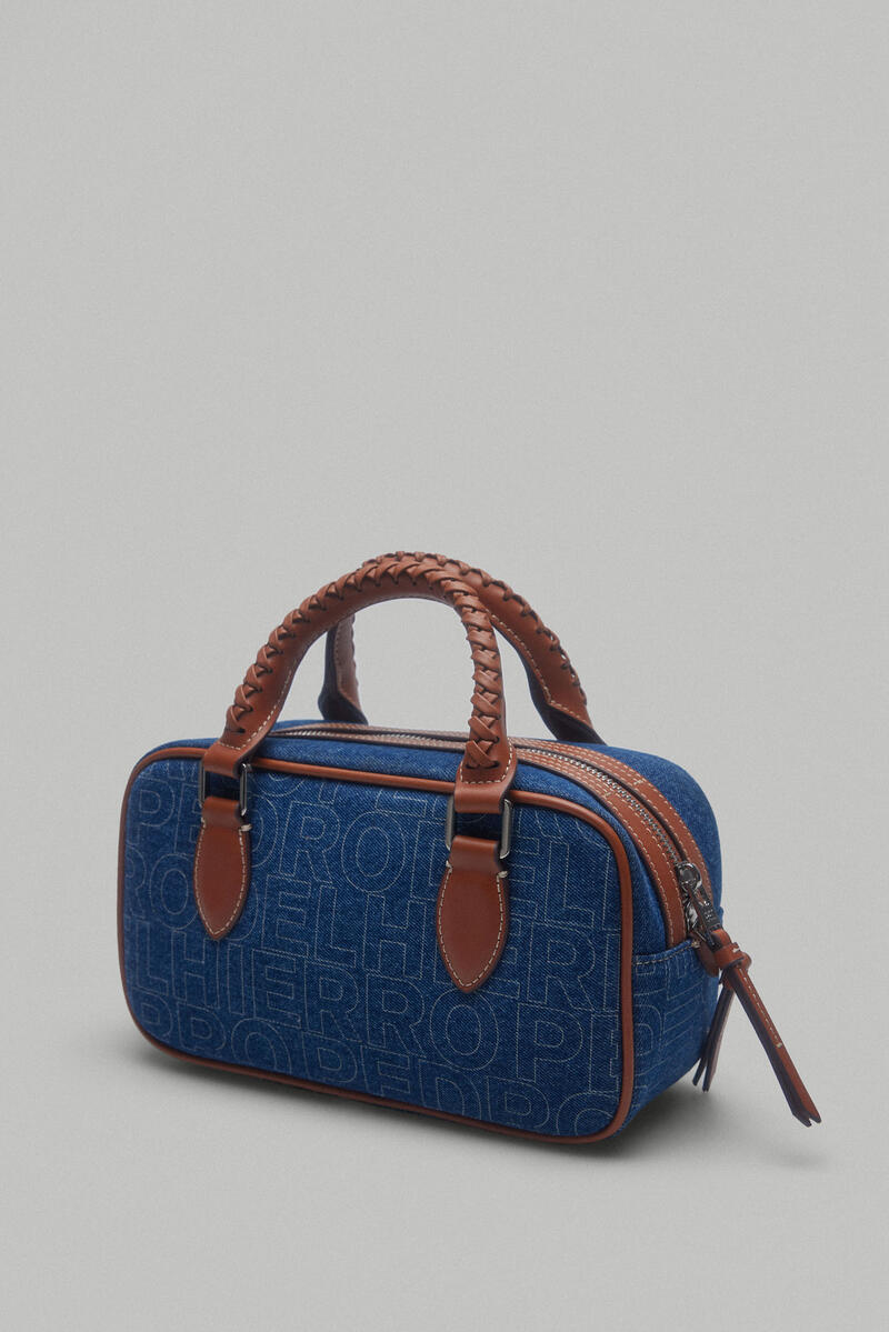 Джинсовая сумка через плечо Pedro del Hierro, синий сумка из невыделанной плетеной кожи