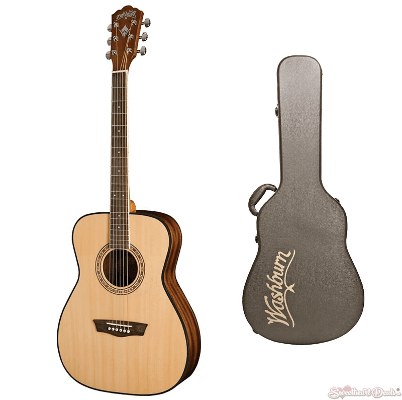цена Акустическая гитара Washburn AF5K Apprentice 5 Acoustic Folk Guitar w/ Free Case - Natural