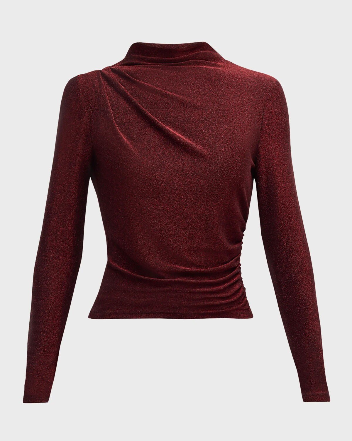 

Блестящий топ Mylie со сборками и высоким воротником Veronica Beard, цвет Crimson Lurex