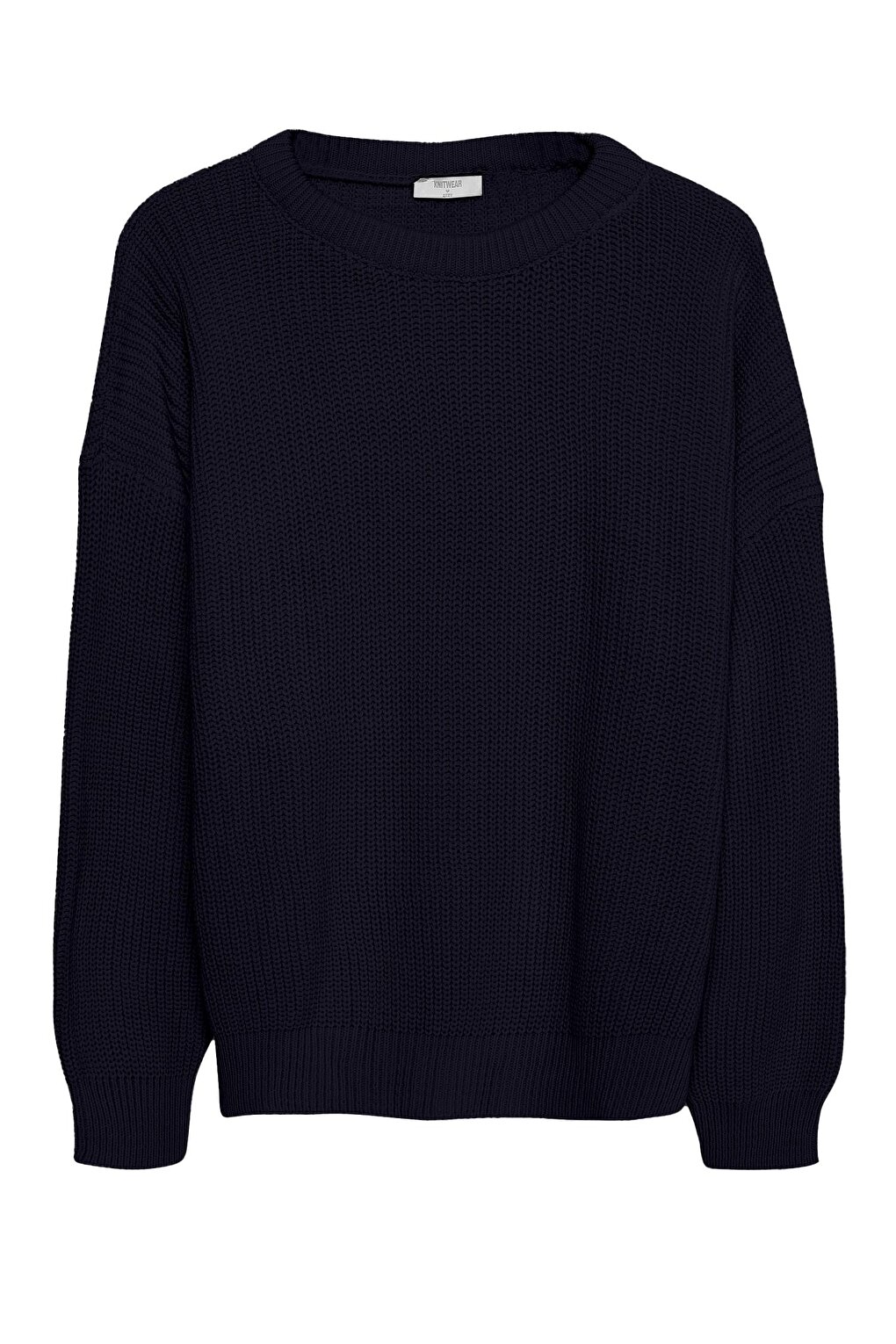 Вязаный свитер с круглым вырезом Темно-синий QUZU вязаный свитер с круглым вырезом кремовый quzu