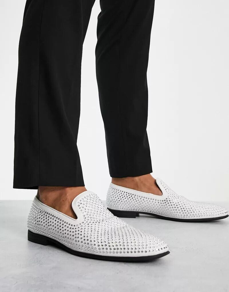 

Белые лоферы ASOS со стразами