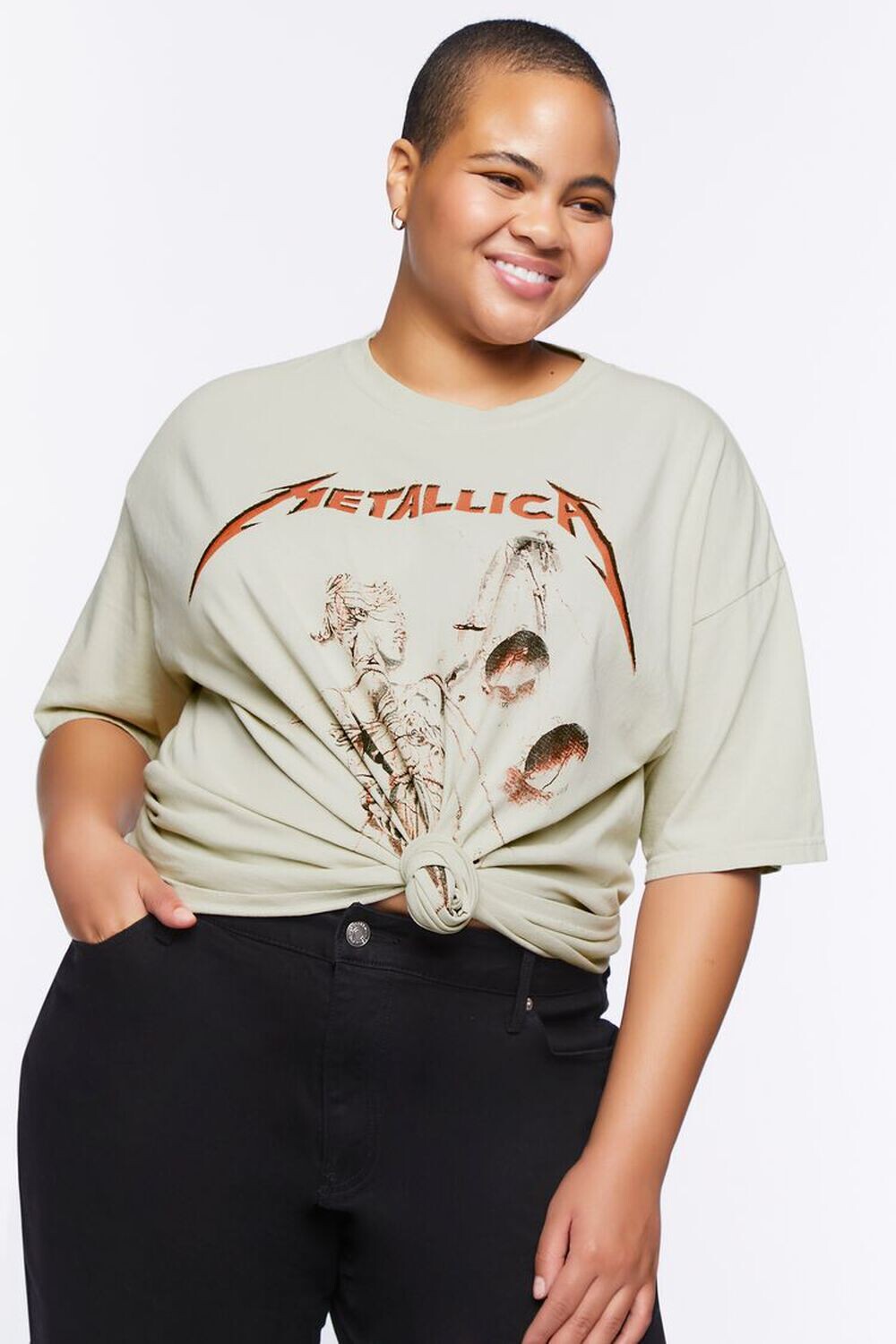 

Футболка с рисунком Metallica больших размеров Forever 21, кремовый, Бежевый