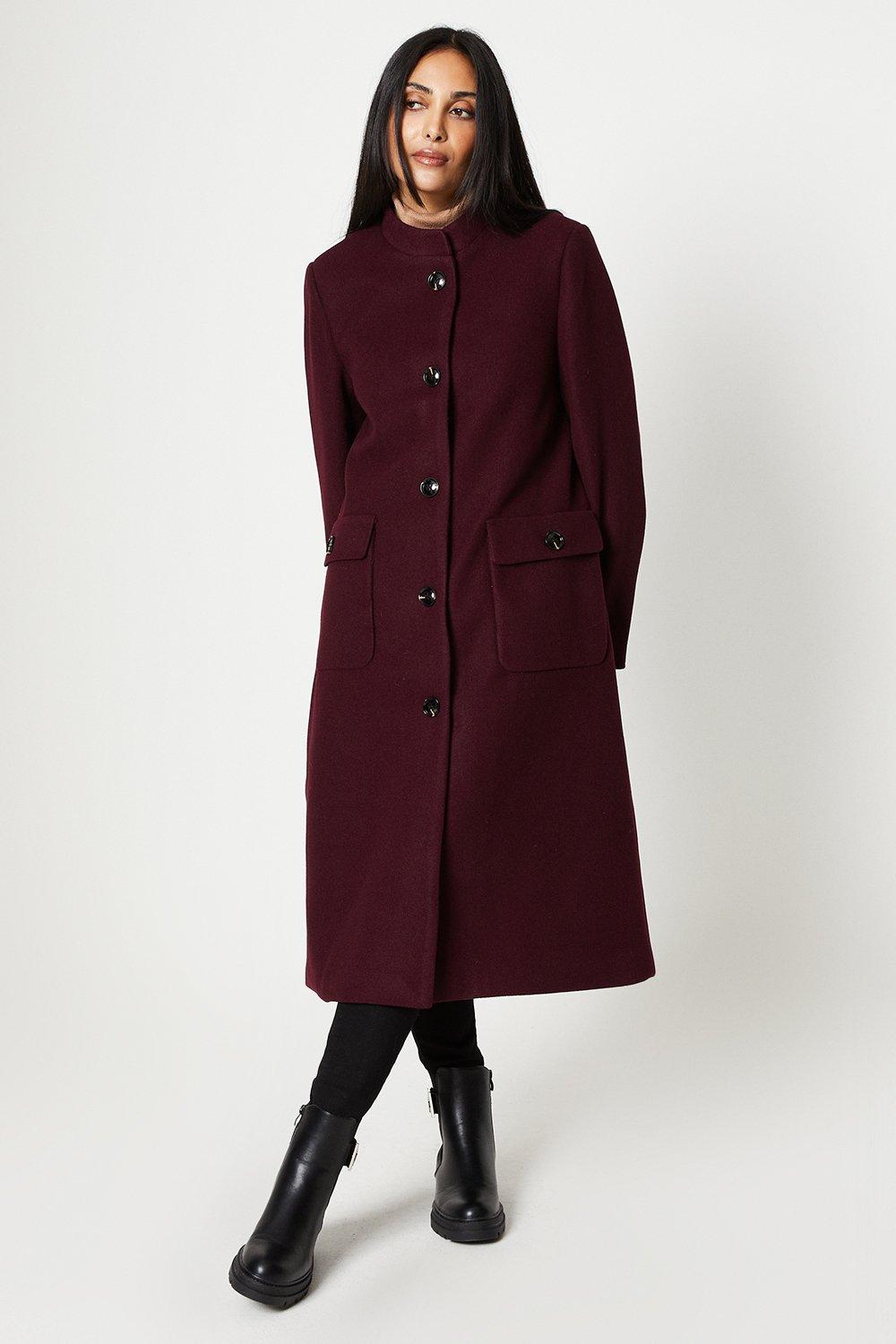 Миниатюрное пальто без воротника на пуговицах Wallis, красный жаккардовое пальто без воротника