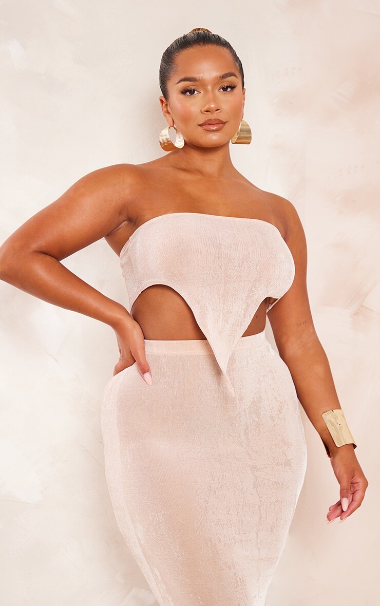 

PrettyLittleThing Облегающий топ-бандо из ацетата Shape Stone