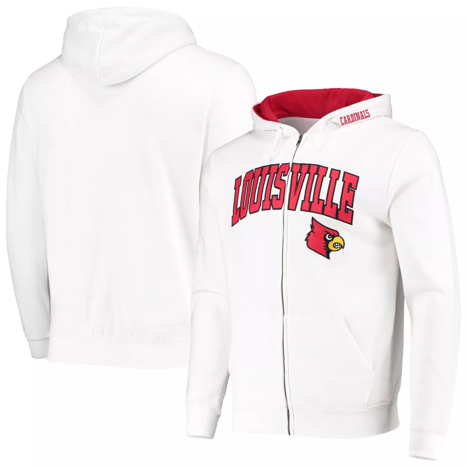 

Мужская белая толстовка с молнией во всю длину Colosseum Louisville Cardinals Arch & Logo 3.0, Белый