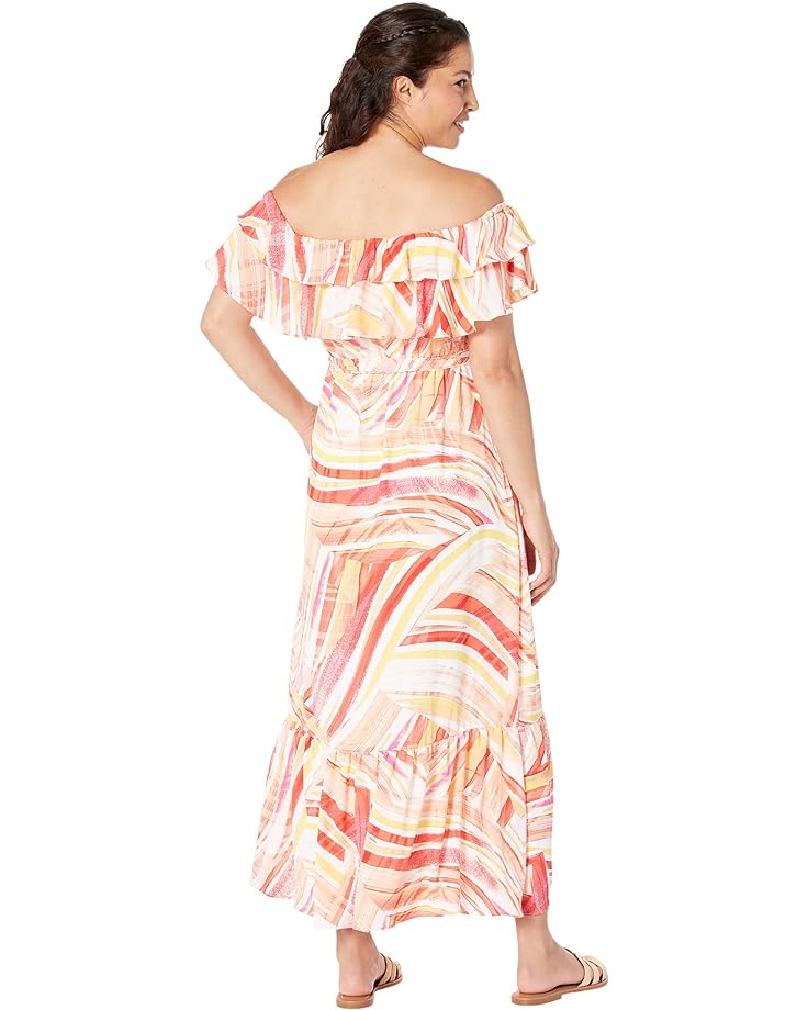 Платье Donna Morgan Midi Dress with Off Shoulder, коралловый