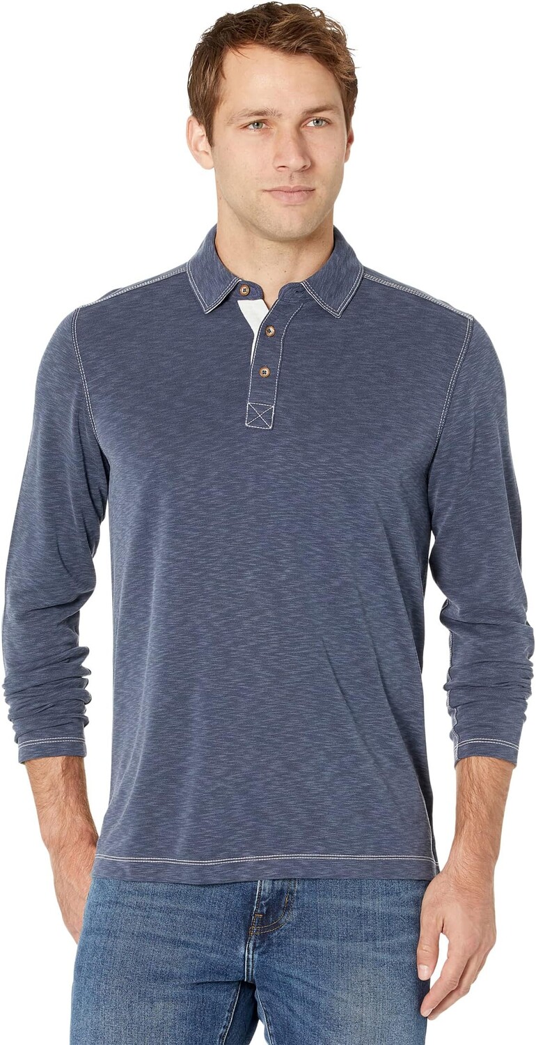 

Рубашка-поло Vintage Slub Long Sleeve Polo Johnston & Murphy, темно-синий
