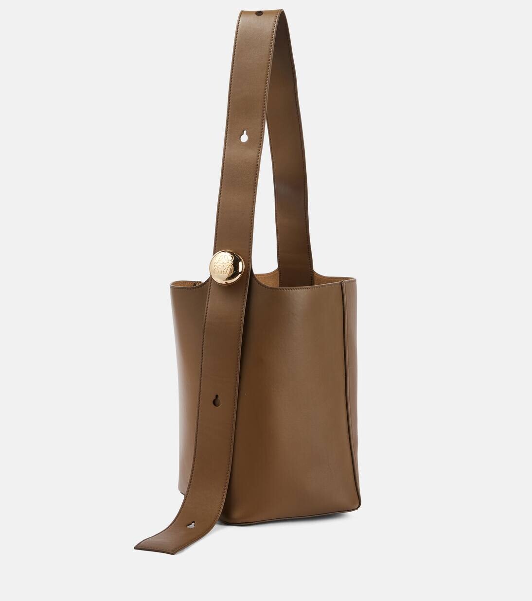 Кожаная сумка-ведро Pebble Medium Loewe, цвет tundra