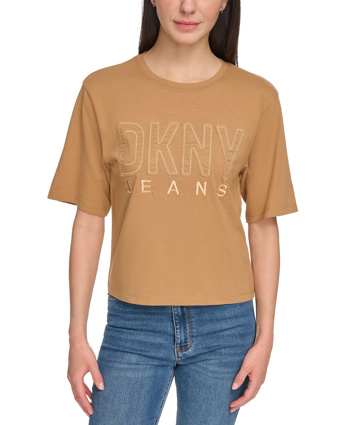 

Женская футболка с короткими рукавами и монохромной аппликацией логотипа DKNY Jeans