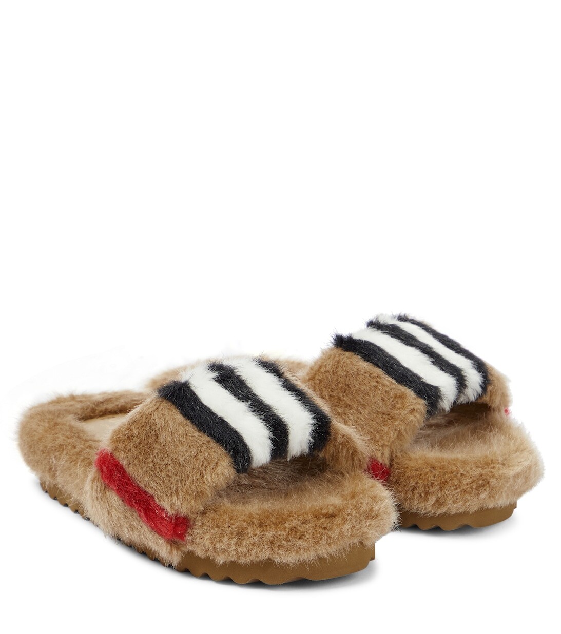 

Шлепанцы Icon Stripe из искусственного меха Burberry, коричневый