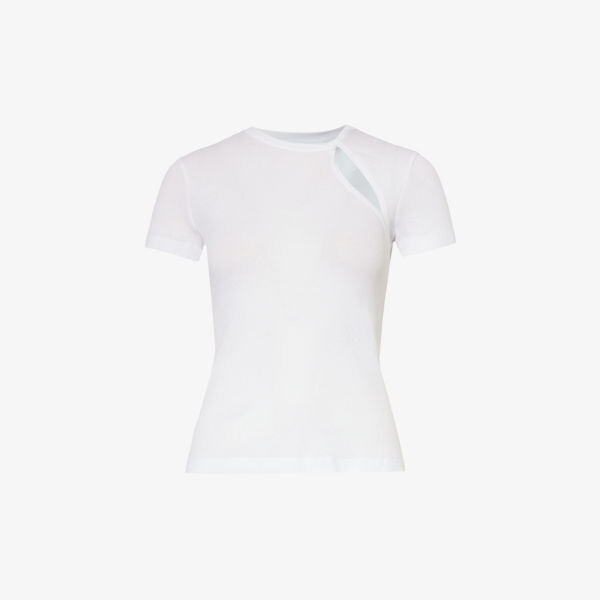 

Топ из хлопкового джерси с вырезами и короткими рукавами Helmut Lang, белый