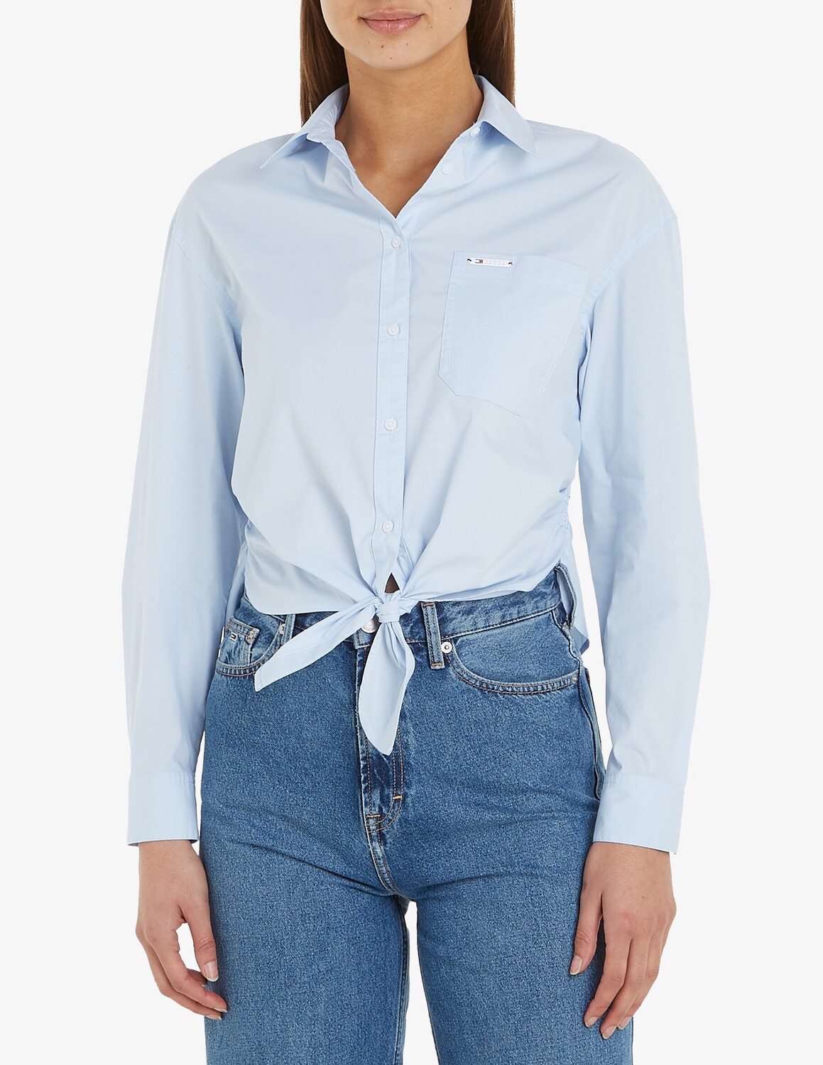 

Рубашка из смесового хлопка Tommy Jeans, светло-синий
