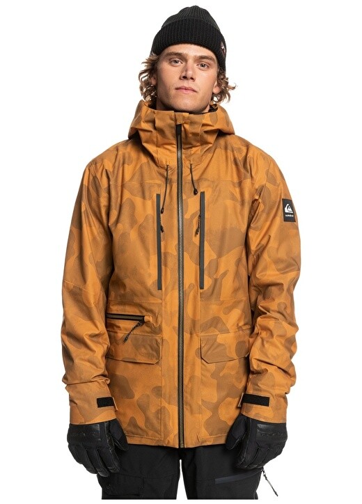 

Коричневая мужская лыжная куртка с капюшоном Quiksilver, Коричневый