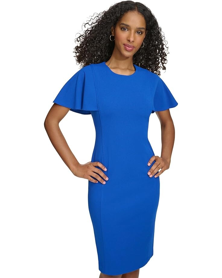 

Платье Calvin Klein Flutter Sleeve Short Sheath, цвет Regatta