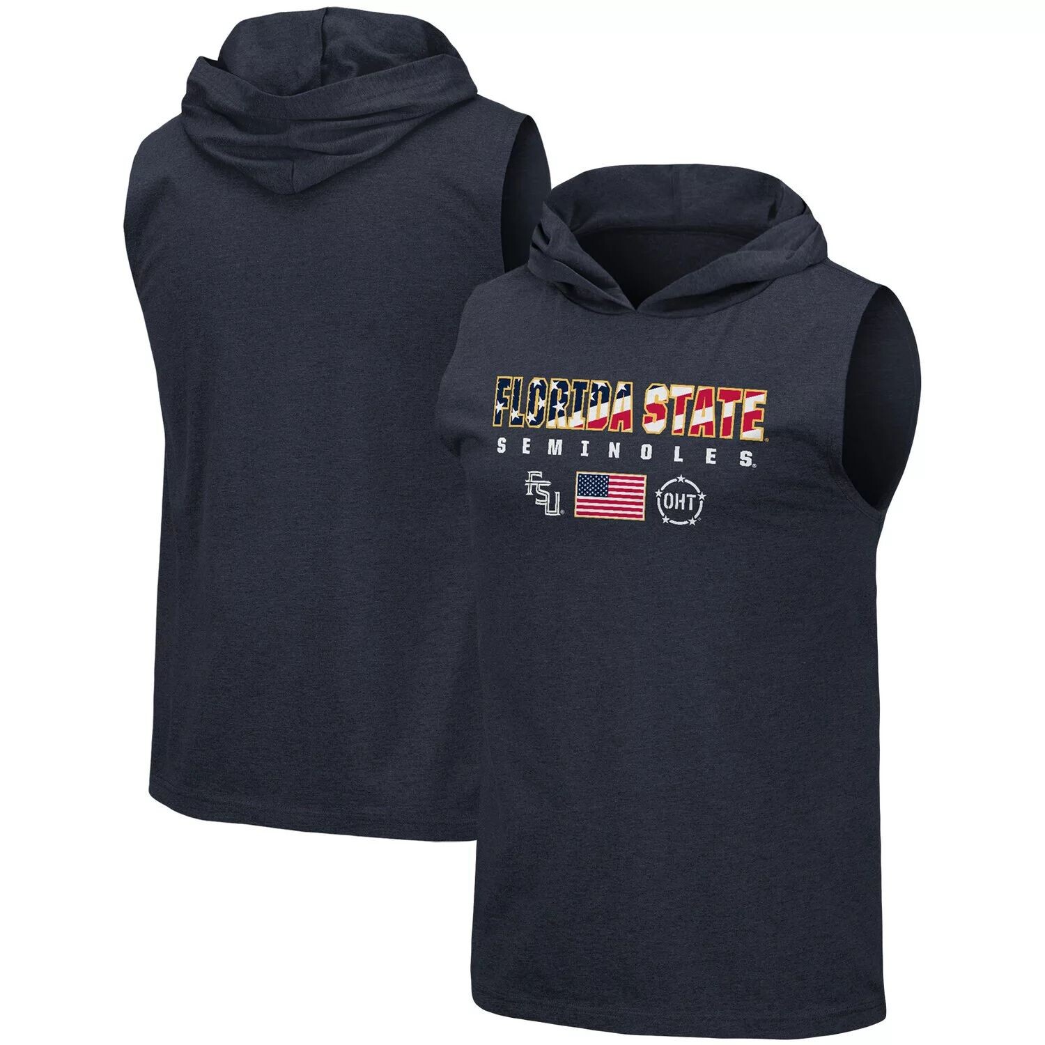 

Мужская футболка без рукавов с капюшоном Navy Florida State Seminoles OHT Military Appreciation Americana Colosseum