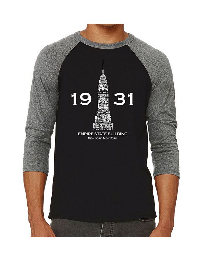 кариоптерис блю эмпайр Мужская футболка с надписью Empire State Building реглан Word Art LA Pop Art, серый