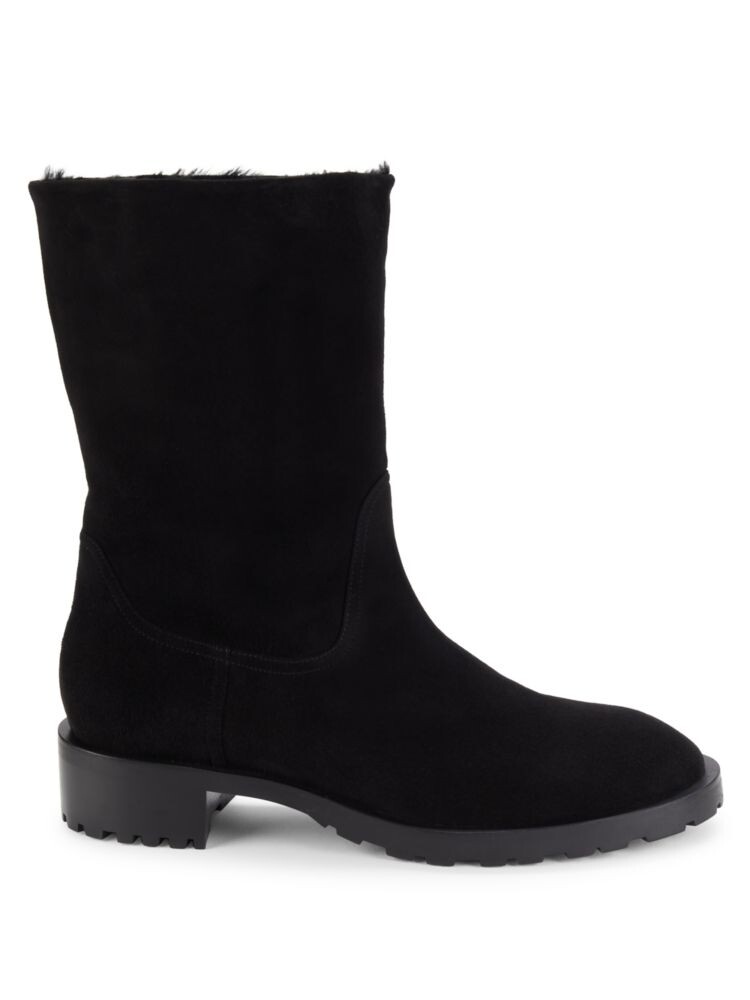 

Замшевые ботинки до середины икры Taina Chill с отделкой из овчины Stuart Weitzman, черный
