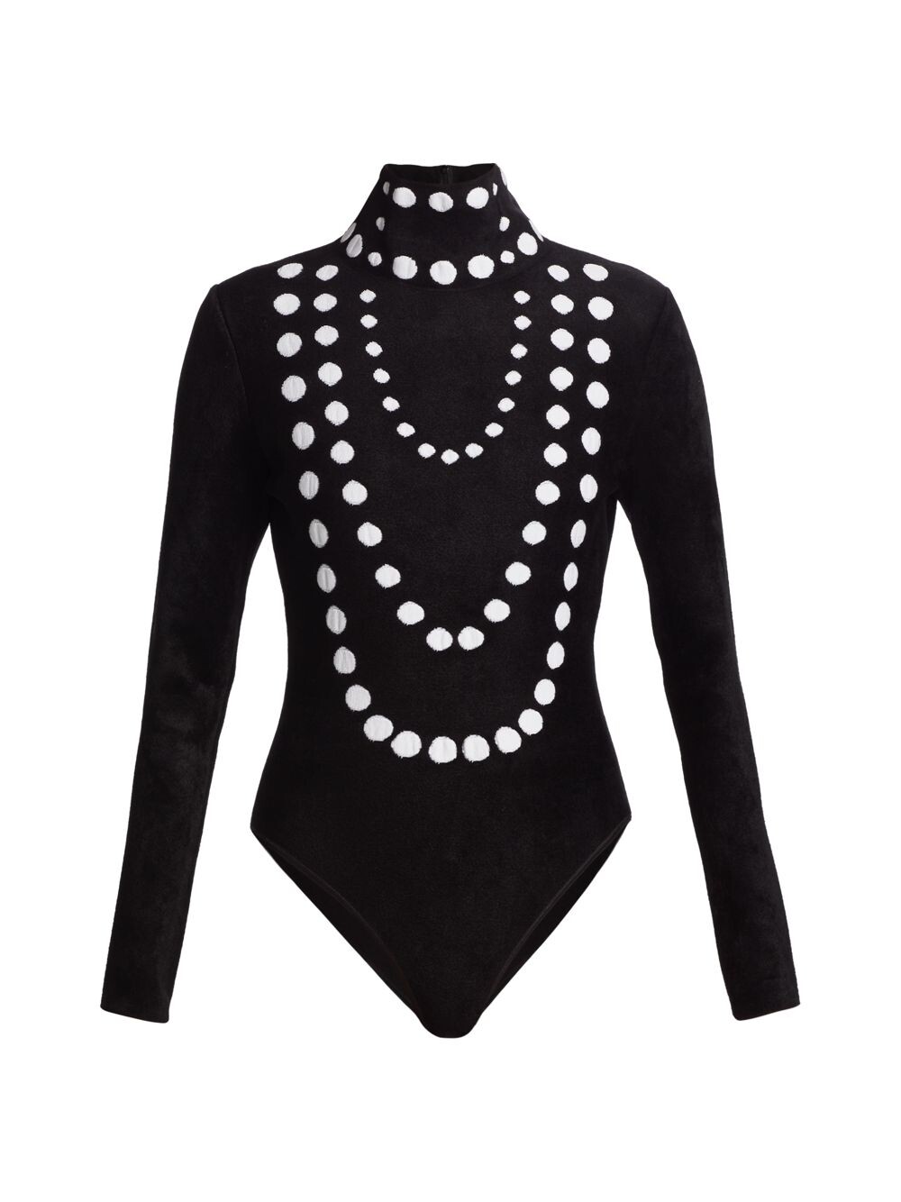 

Боди с длинными рукавами и жемчужной цепочкой Alaïa, черный