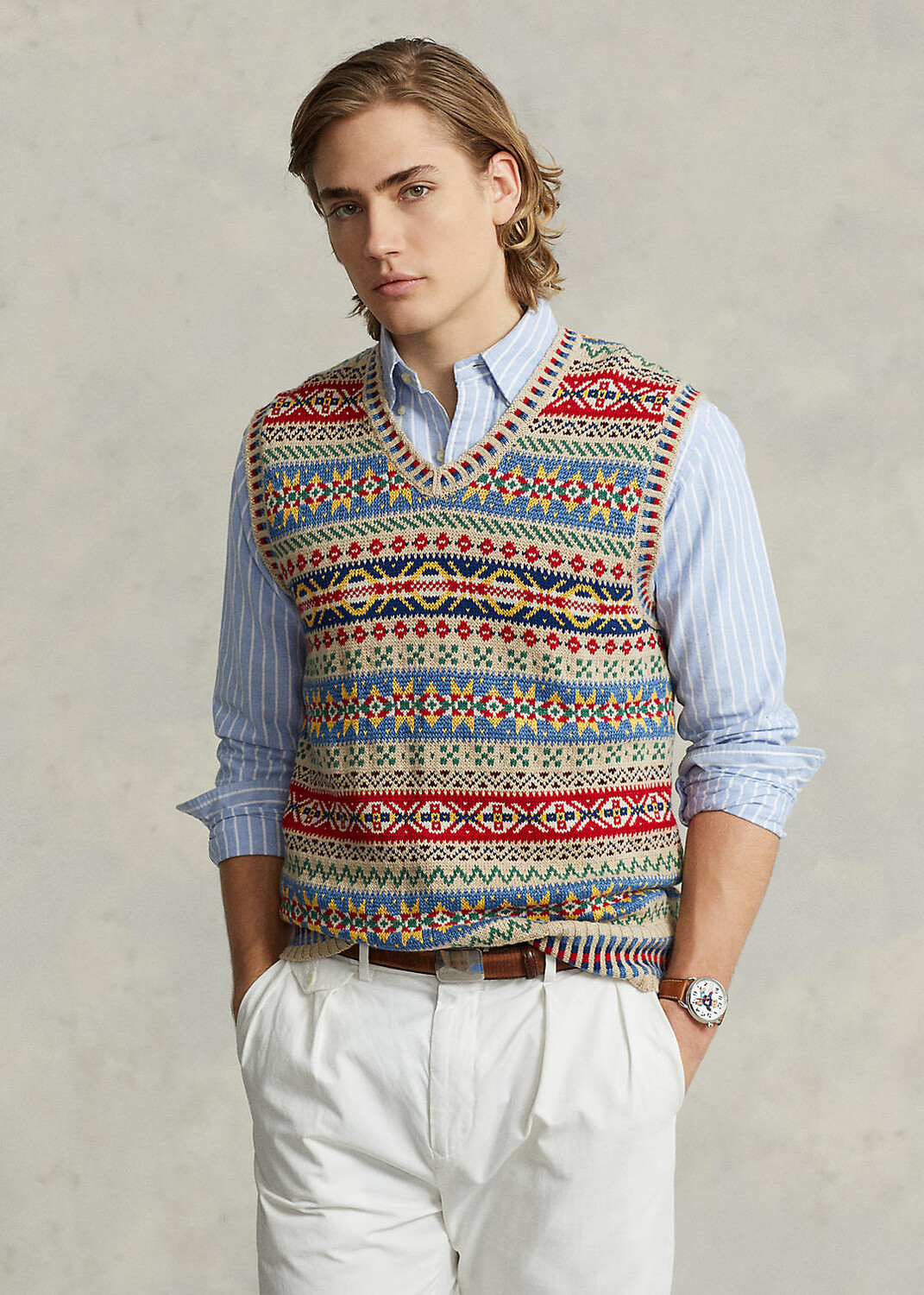 

Жилет Fair Isle из хлопка и льна