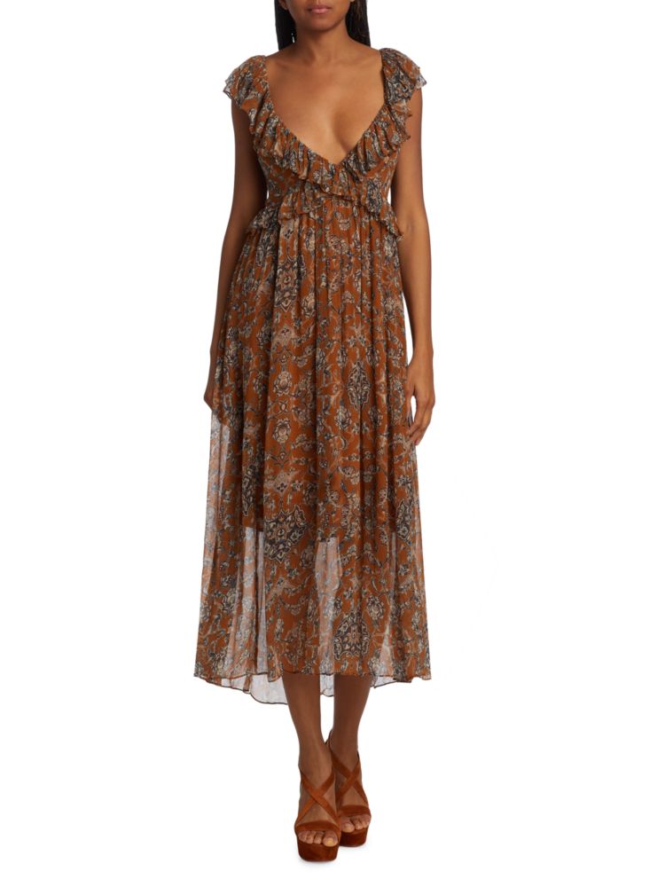 Платье миди с цветочным принтом Dara Hannah Artwear, коричневый