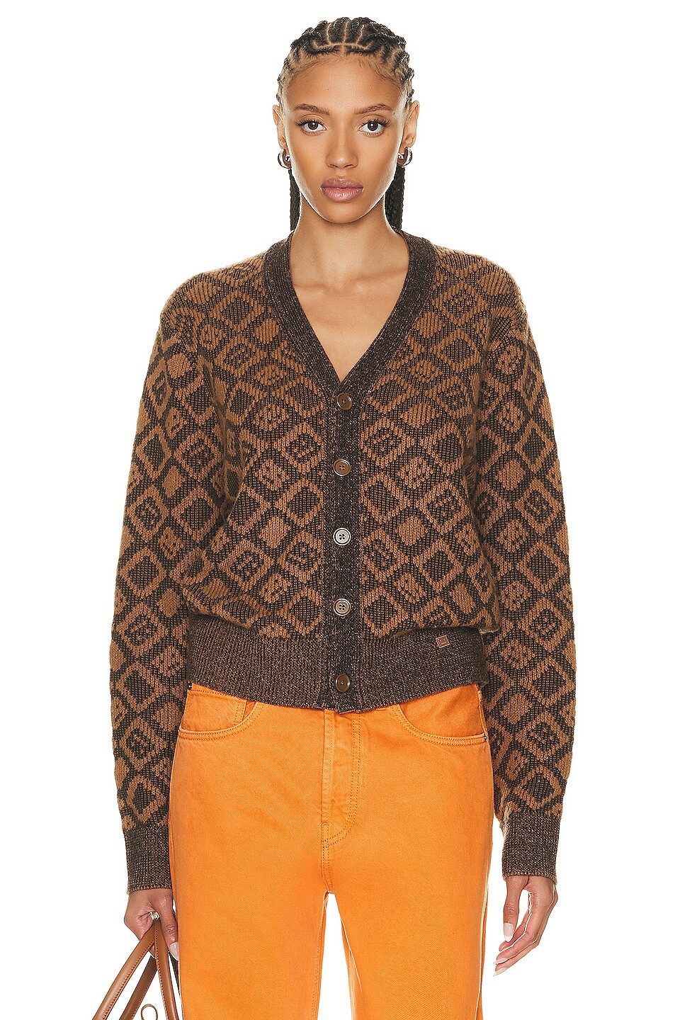 

Кардиган Acne Studios Knit, цвет Toffee Brown & Black