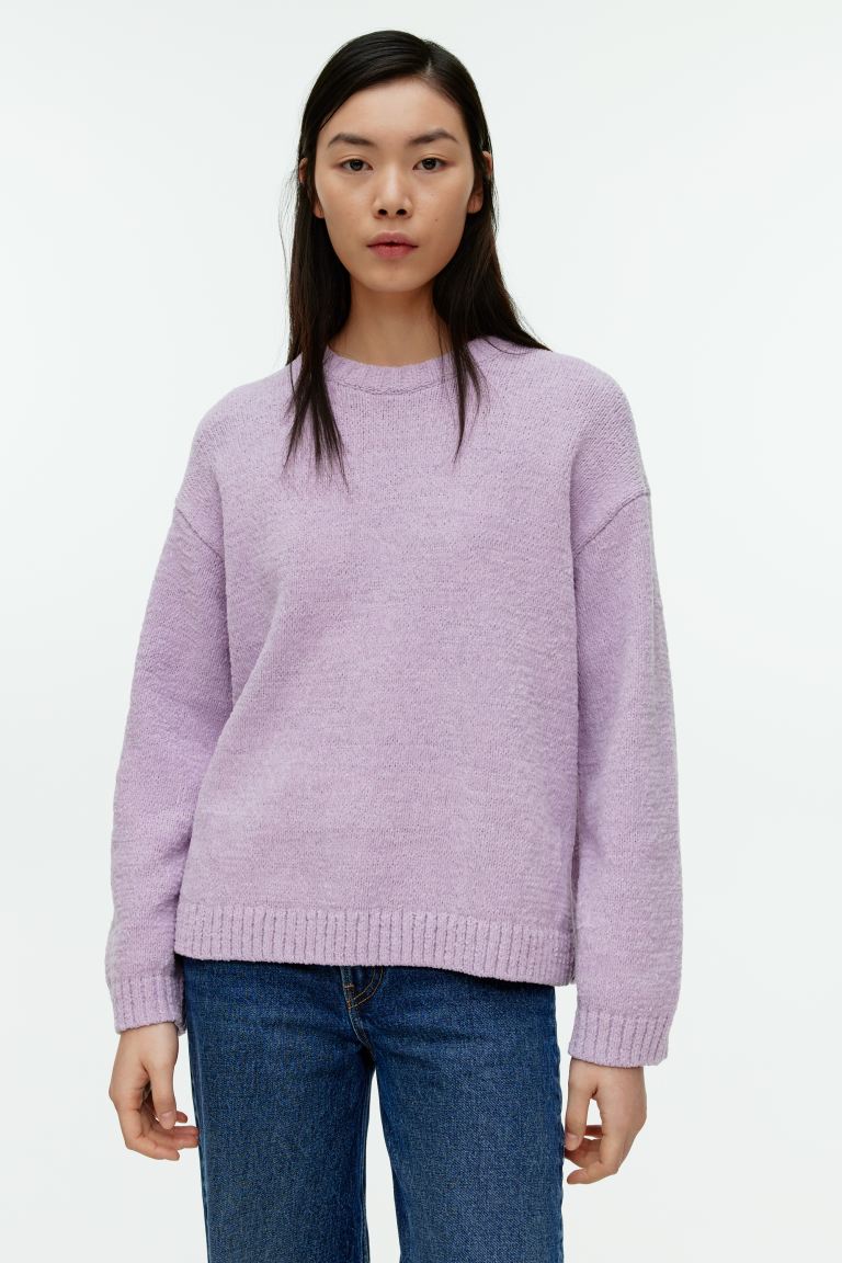 Свободный свитер из смесовой хлопчатобумажной ткани Arket, фиолетовый