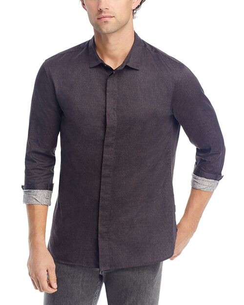 

Рубашка на пуговицах обычного кроя Rodney Cotton John Varvatos, цвет Black